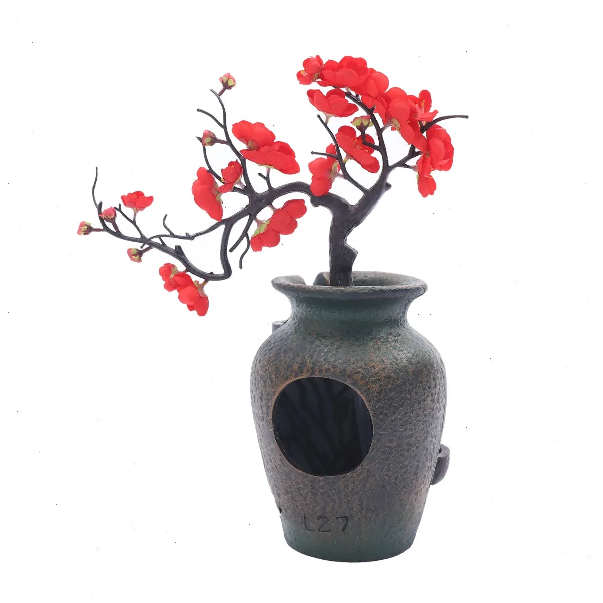 Byamaocar Tabletop Water Fountain With Simulated Flowers Indoor Decor