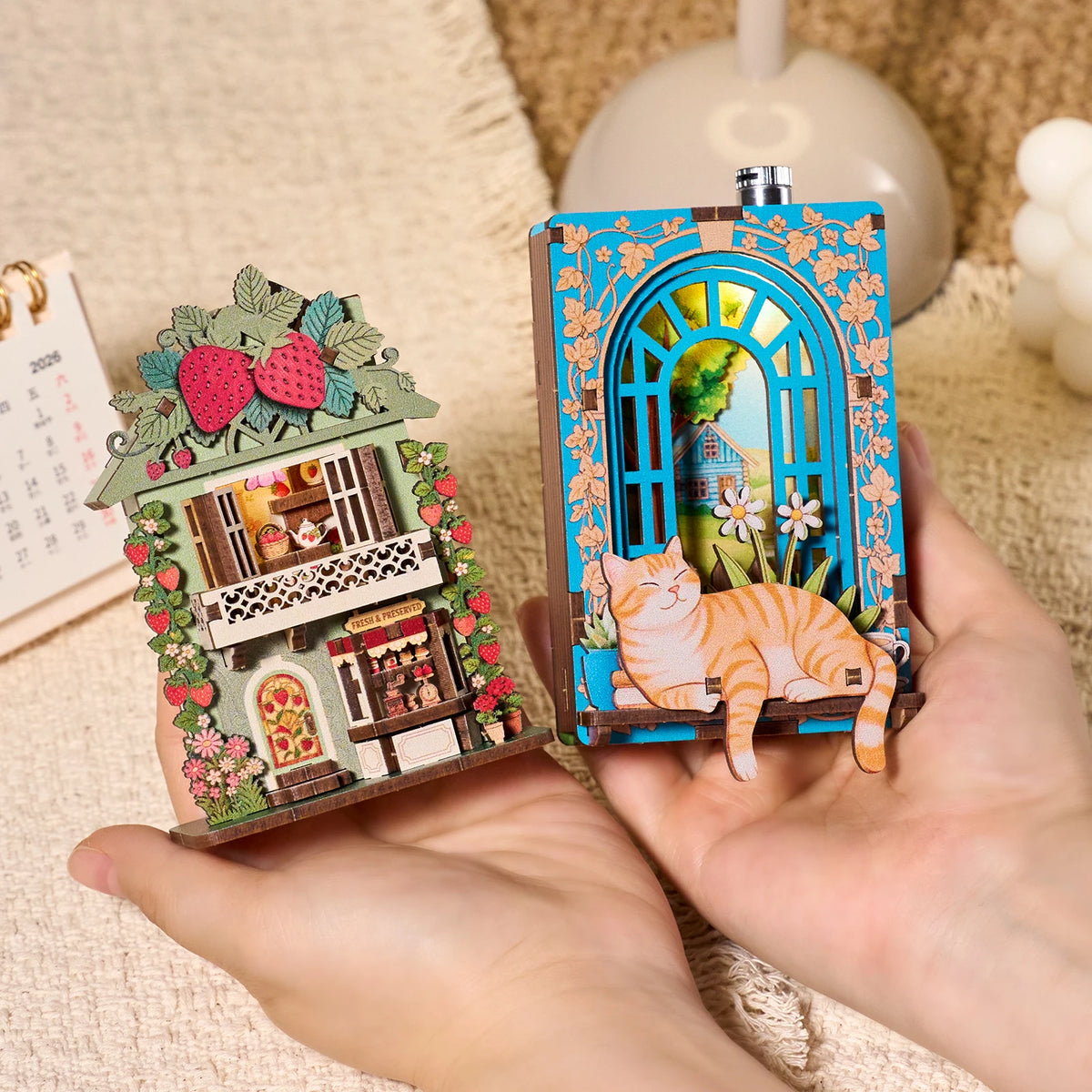 Wooden DIY Book Nook Puzzle Kit Animal House Model Decoration