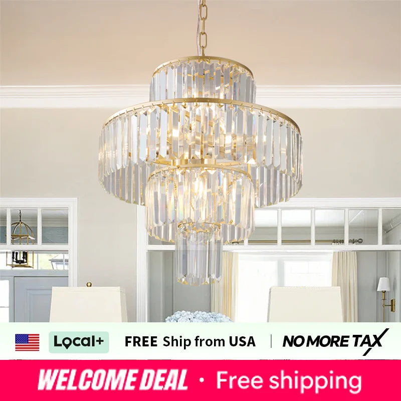 Zhikea 12 Light 4 Tier Crystal Chandelier With Bulbs
