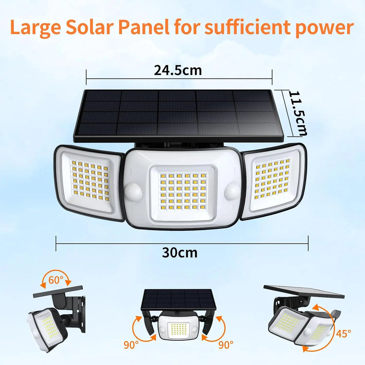 Intelamp Outdoor Solar Flood Light With Dual Motion Sensors