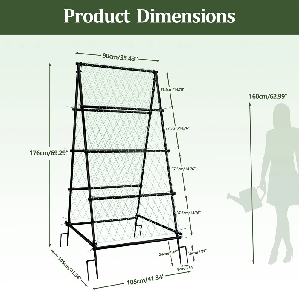Wisfor Metal Garden Trellis Arch With Climbing Plant Netting Support