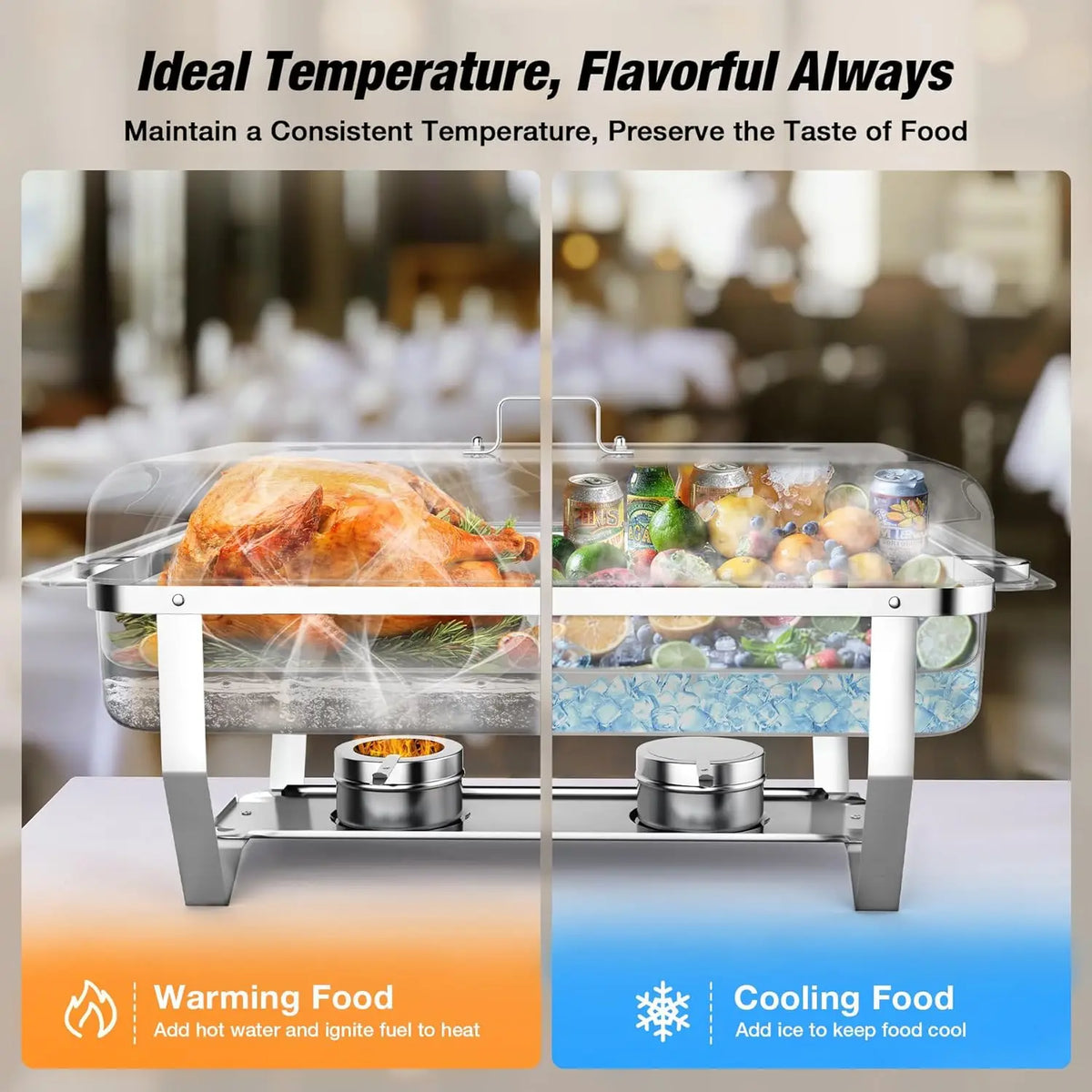 Stainless Steel Chafing Dish Buffet Set With Lids For Catering