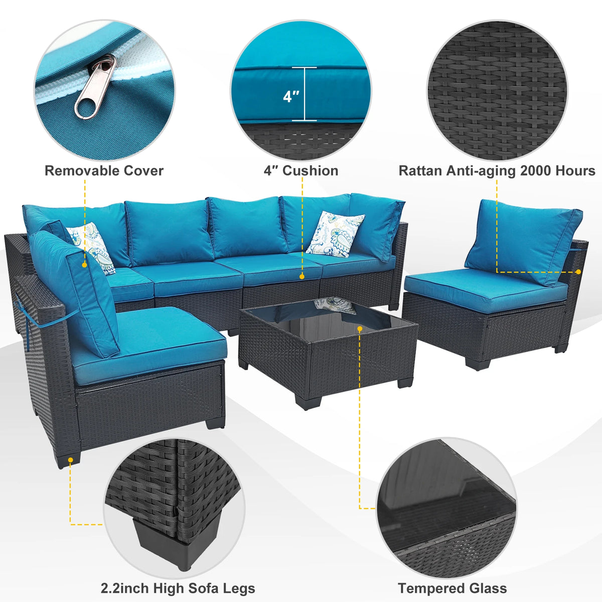 Modern Style Wicker All Weather Outdoor Patio Conversation Furniture Set