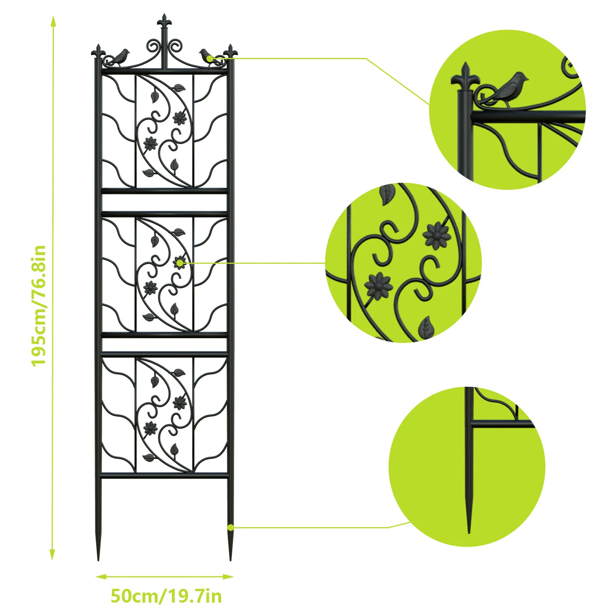 Metal Garden Trellis Panel Fence for Climbing Plants and Planters
