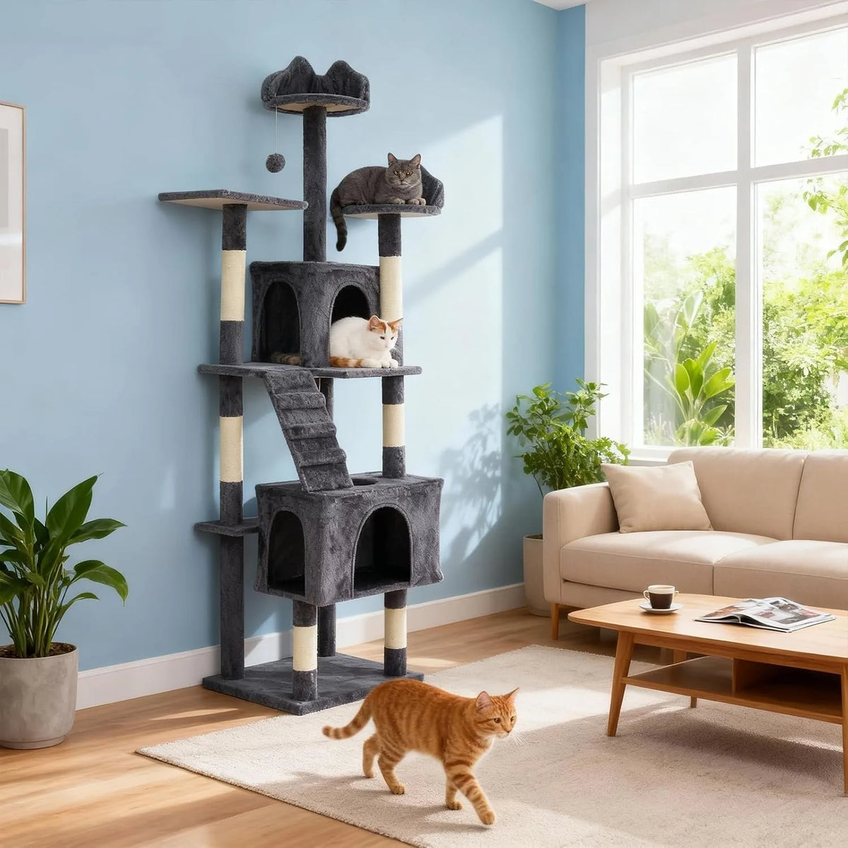 Large Cat Tree With Condos Perches And Sisal Scratching Posts