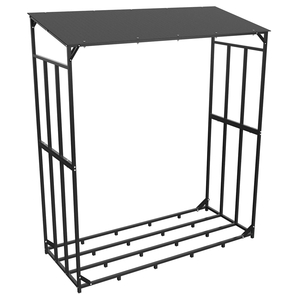Metal Firewood Rack With Top Cover For Outdoor Wood Storage