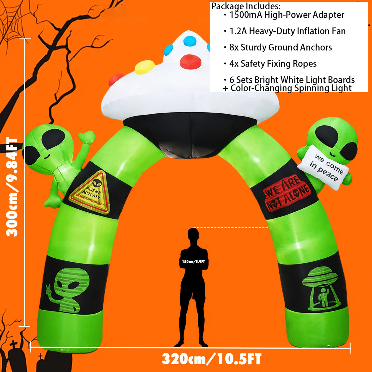 Halloween Inflatable Alien Arch Decoration With Built In LED Lights