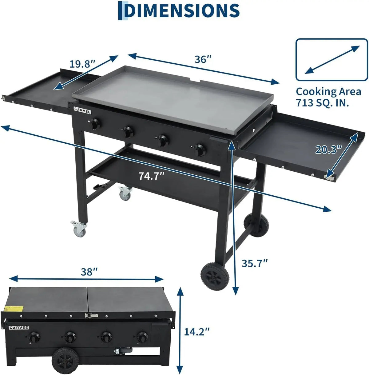 Tacleekii Four Burner Propane Flat Top Griddle for Outdoor Cooking