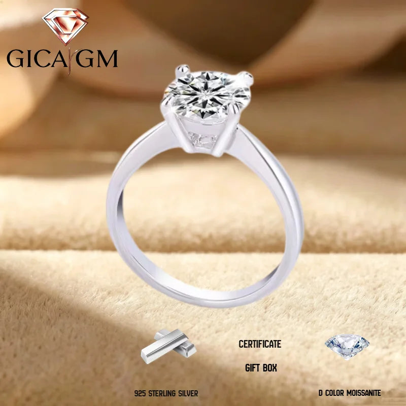 Premium Moissanite Engagement Ring In Sterling Silver For Women