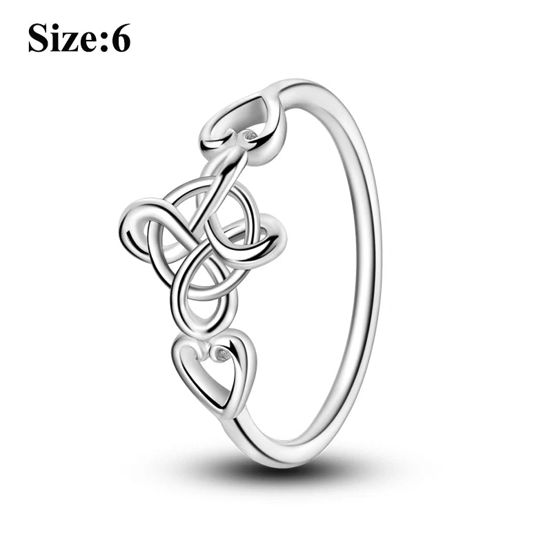 MULA Sterling Silver Evil Eye Clover Celtic Knot Wedding Band Ring