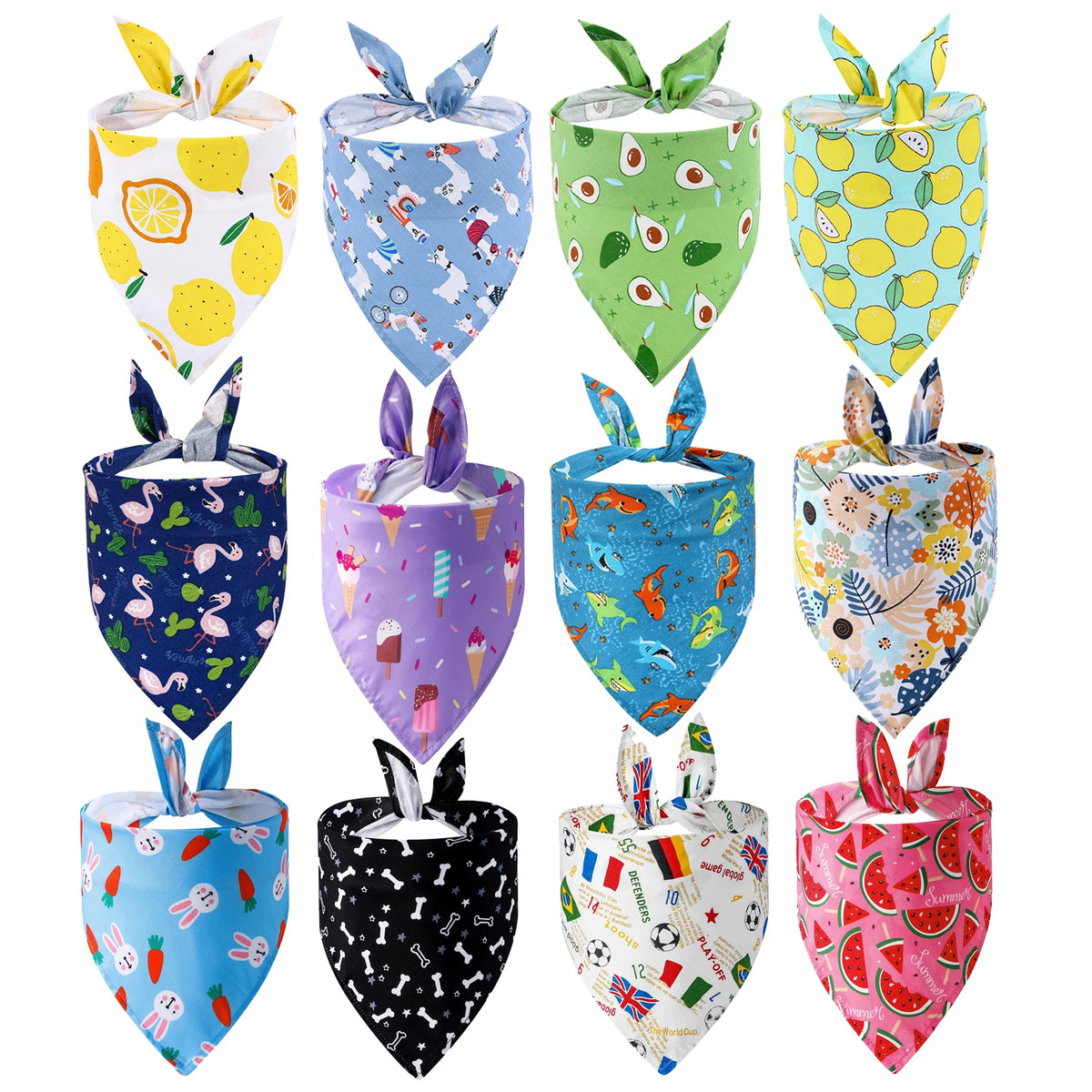 Soft Adjustable Fruit Floral Washable Dog Bandana Accessory