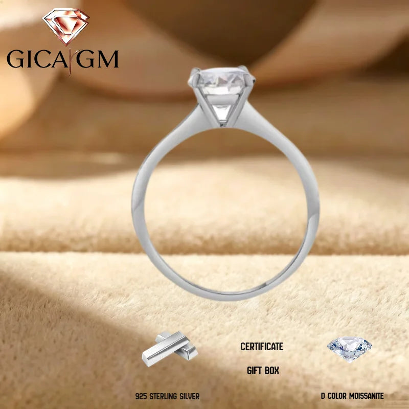 Premium Moissanite Engagement Ring In Sterling Silver For Women