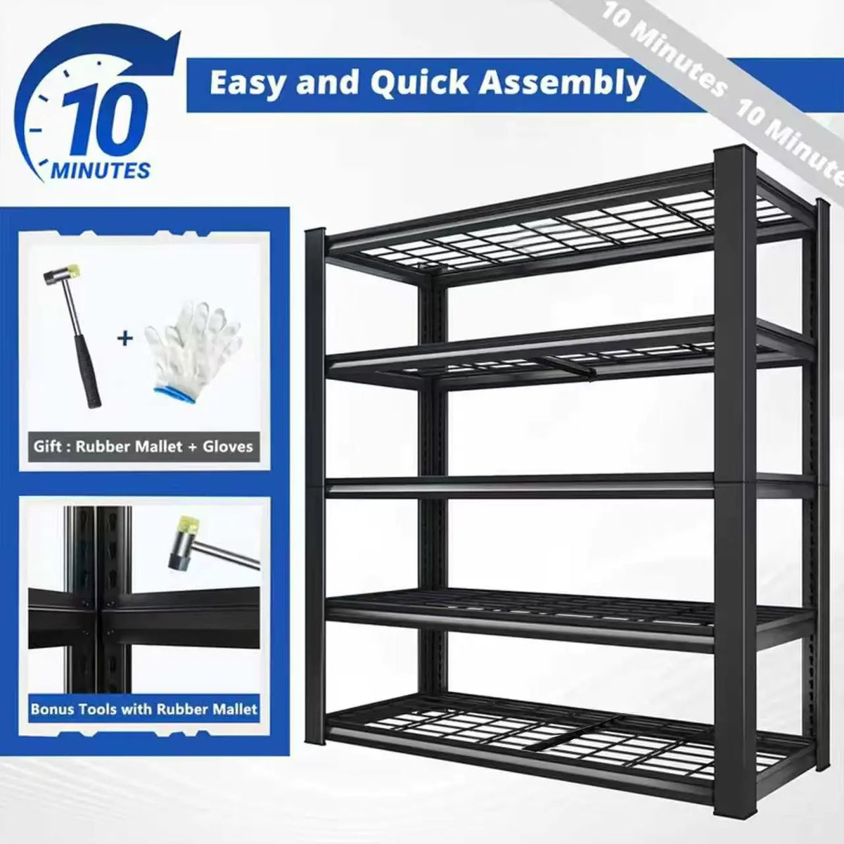 SARENZOON Adjustable Metal Double Layer Commercial Storage Rack