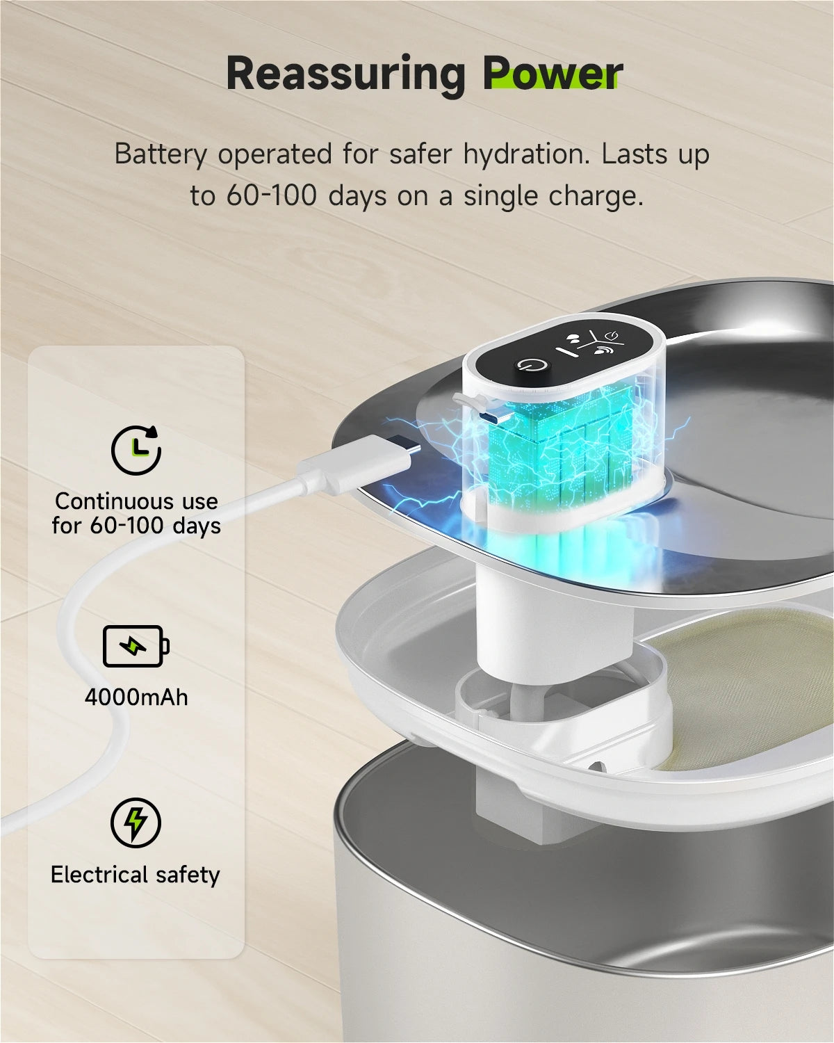 APETDOLA Wireless Pet Water Fountain With Automatic Sensor