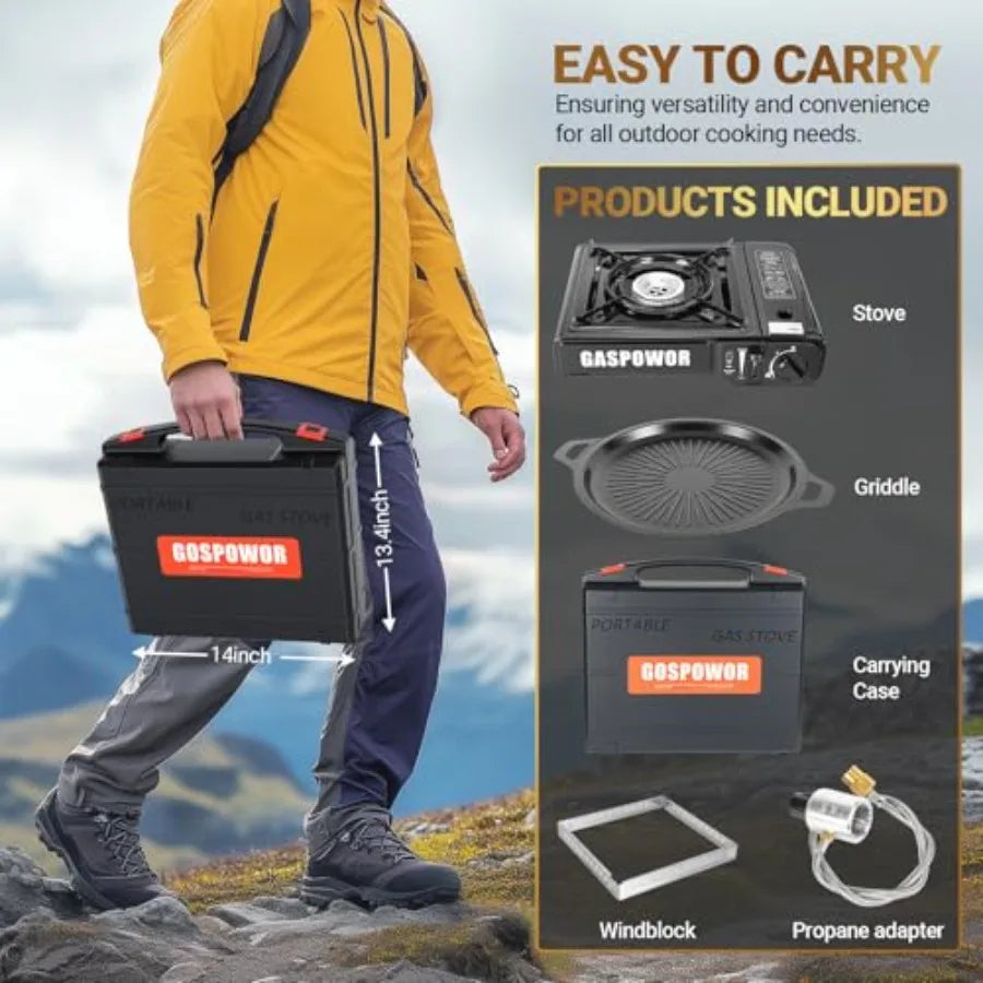 Portable Dual Fuel Propane Butane Stove With Windblocker And Automatic Ignition