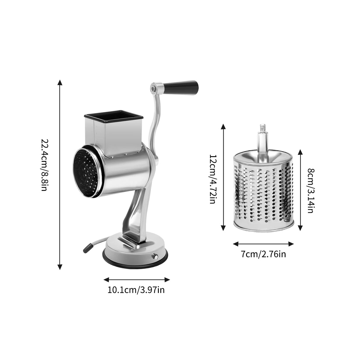 Stainless Steel Rotary Grater With 5 Blades Vegetable Cheese Slicer