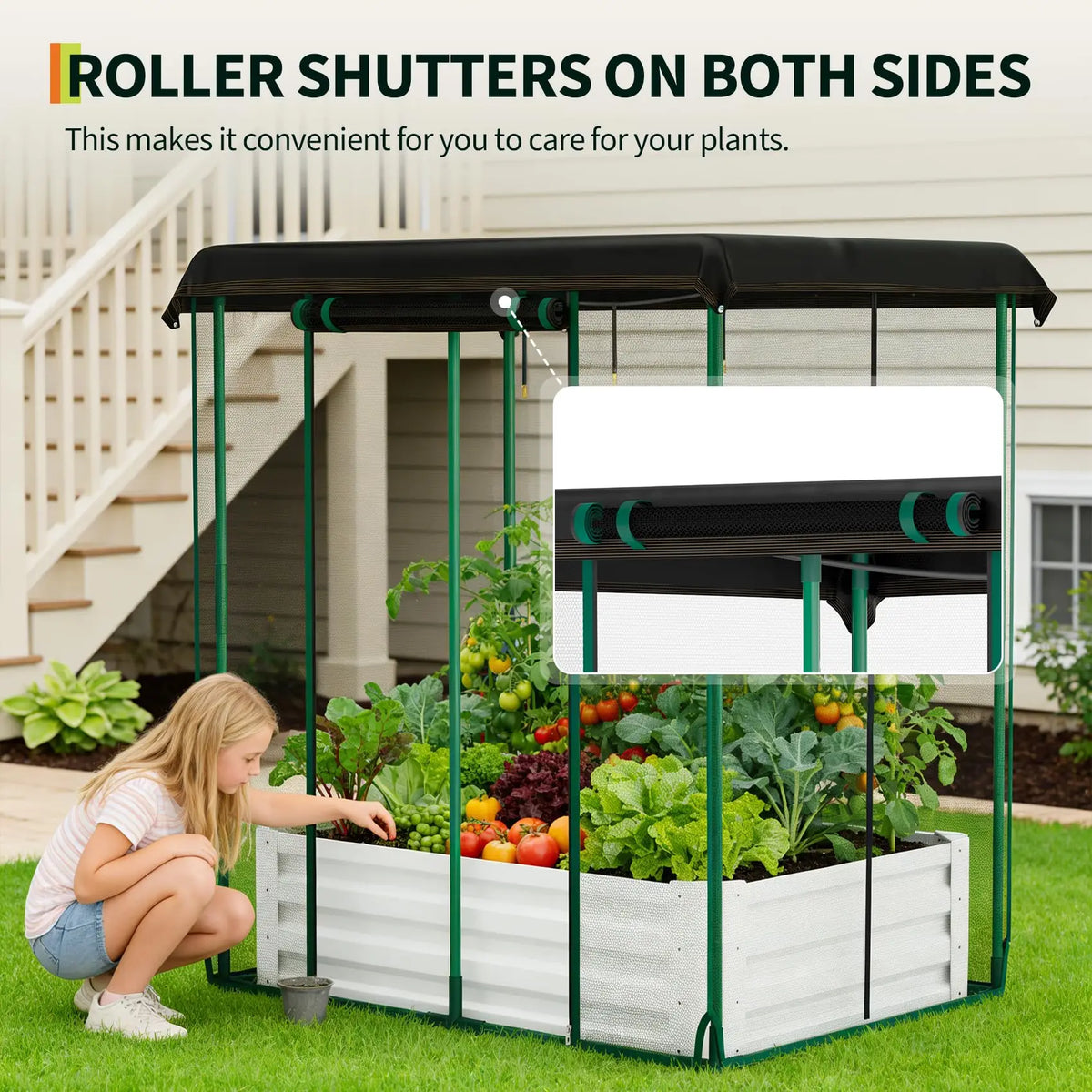 HiMISS Galvanized Raised Garden Bed With Drip Irrigation