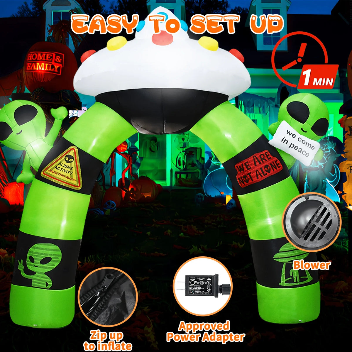 Halloween Inflatable Alien Arch Decoration With Built In LED Lights