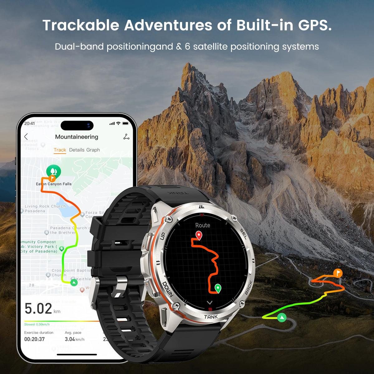 KOSPET TANK T3 Ultra GPS Rugged AMOLED Fitness Smart Watch