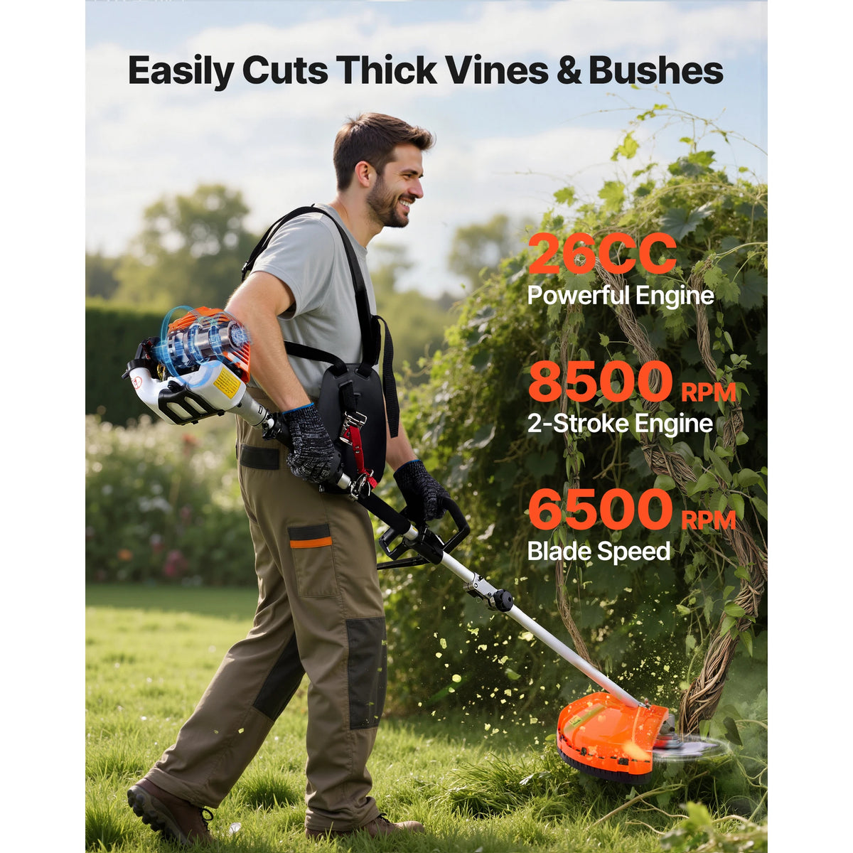 SucceBuy Gas Powered Multi Function Hedge Trimmer and Brush Cutter