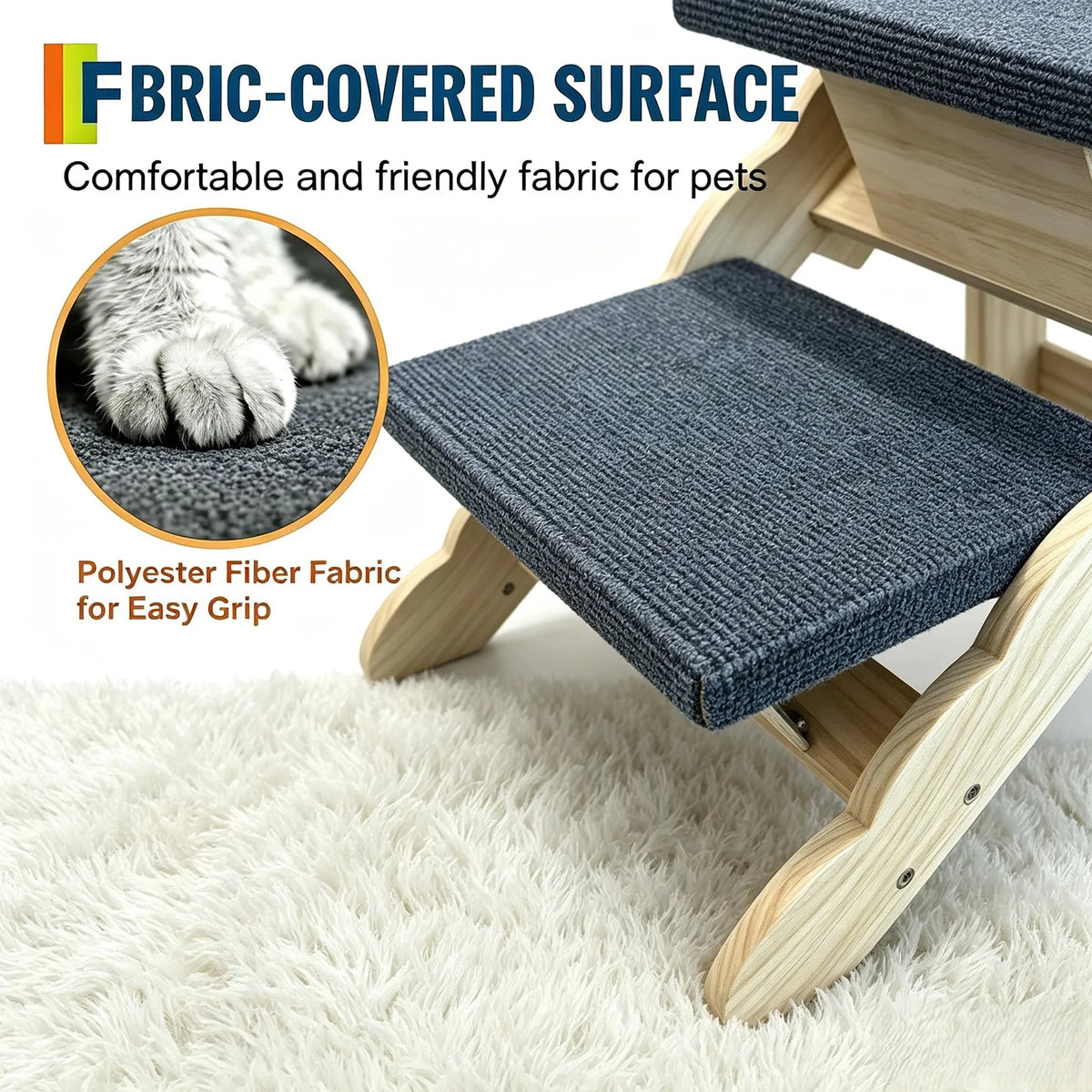 HiMISS 2-in-1 Wooden Pet Stairs and Folding Dog Ramp