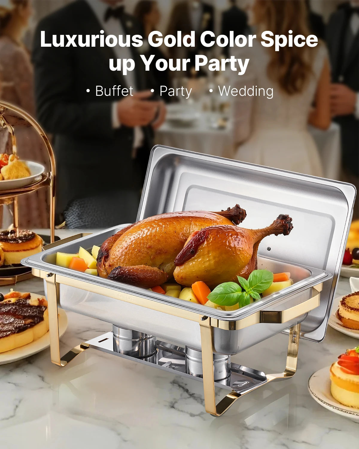 SucceBuy Stainless Steel Chafing Dish Buffet Set for Catering Servers
