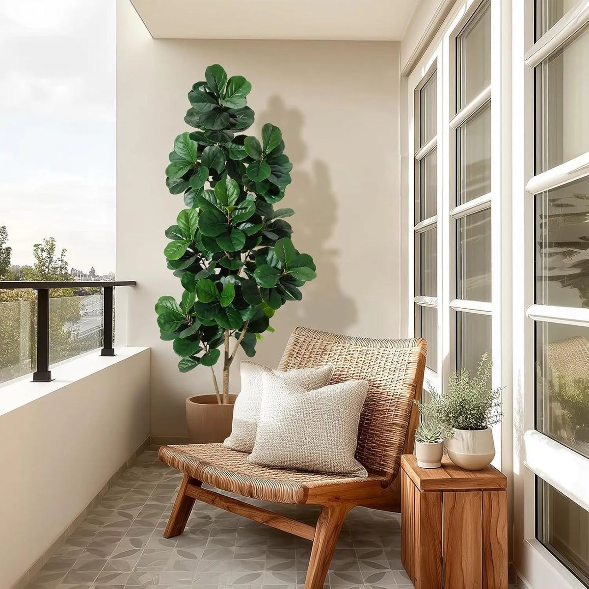 HiMiss Fiddle Leaf Fig Artificial Tree Planter For Home Decor