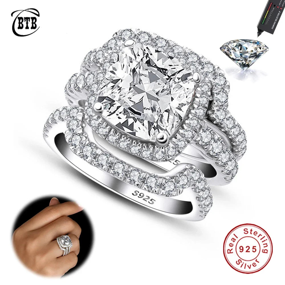 CBTB Sterling Silver Moissanite Engagement Rings for Women