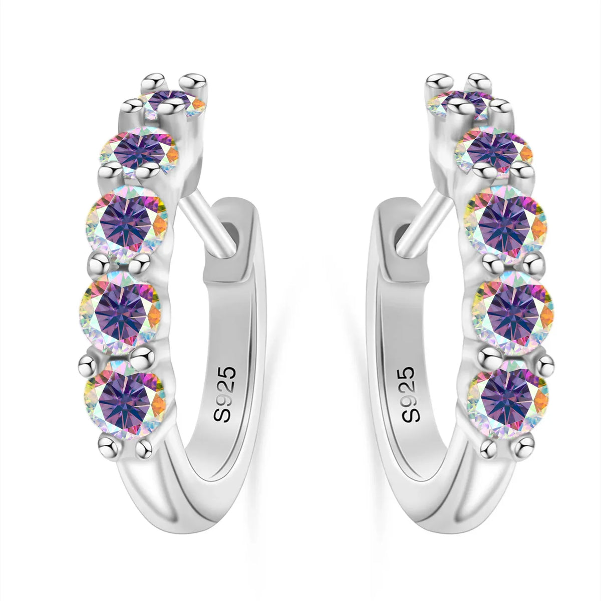 Classic 925 Sterling Silver Moissanite Stud Earrings For Women