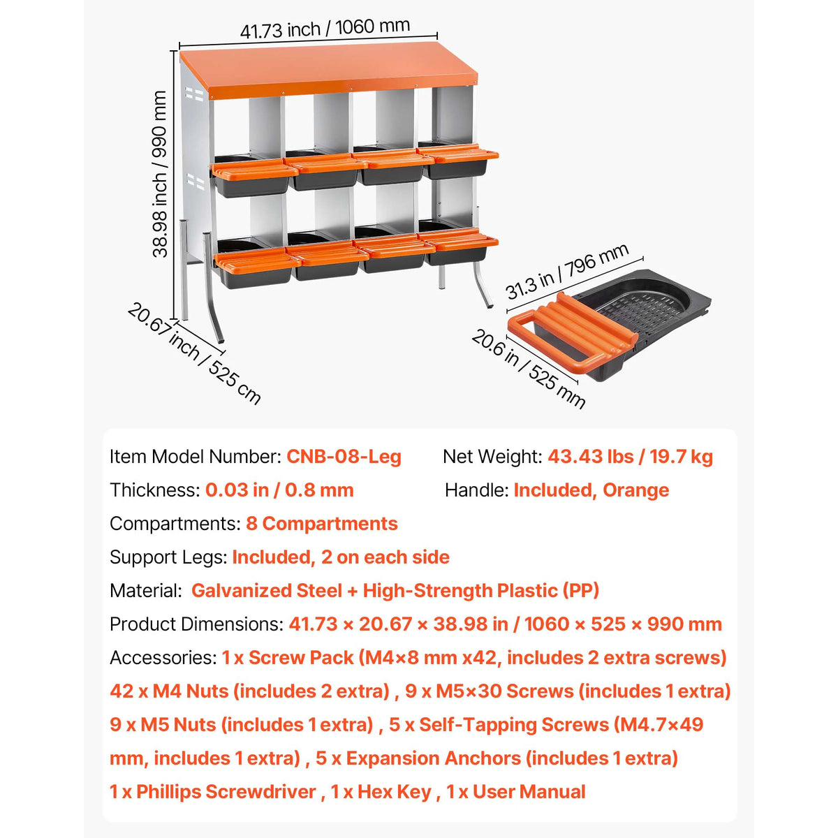 SucceBuy Galvanized Chicken Nesting Box With Roll Out Tray