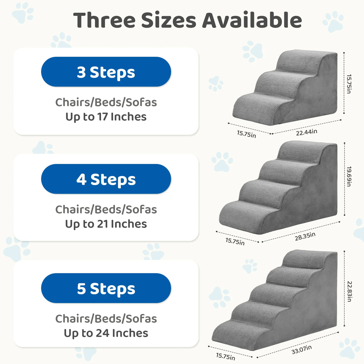 Jhk 3-5 Step Curved High Density Foam Dog Stairs