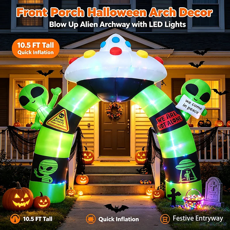 Halloween Inflatable Alien Arch Decoration With Built In LED Lights