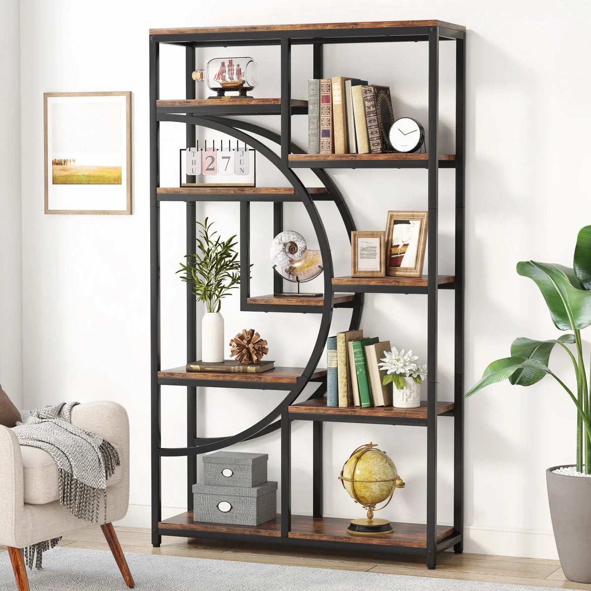 Tribesigns Industrial Bookshelf Freestanding Display and Storage Organizer