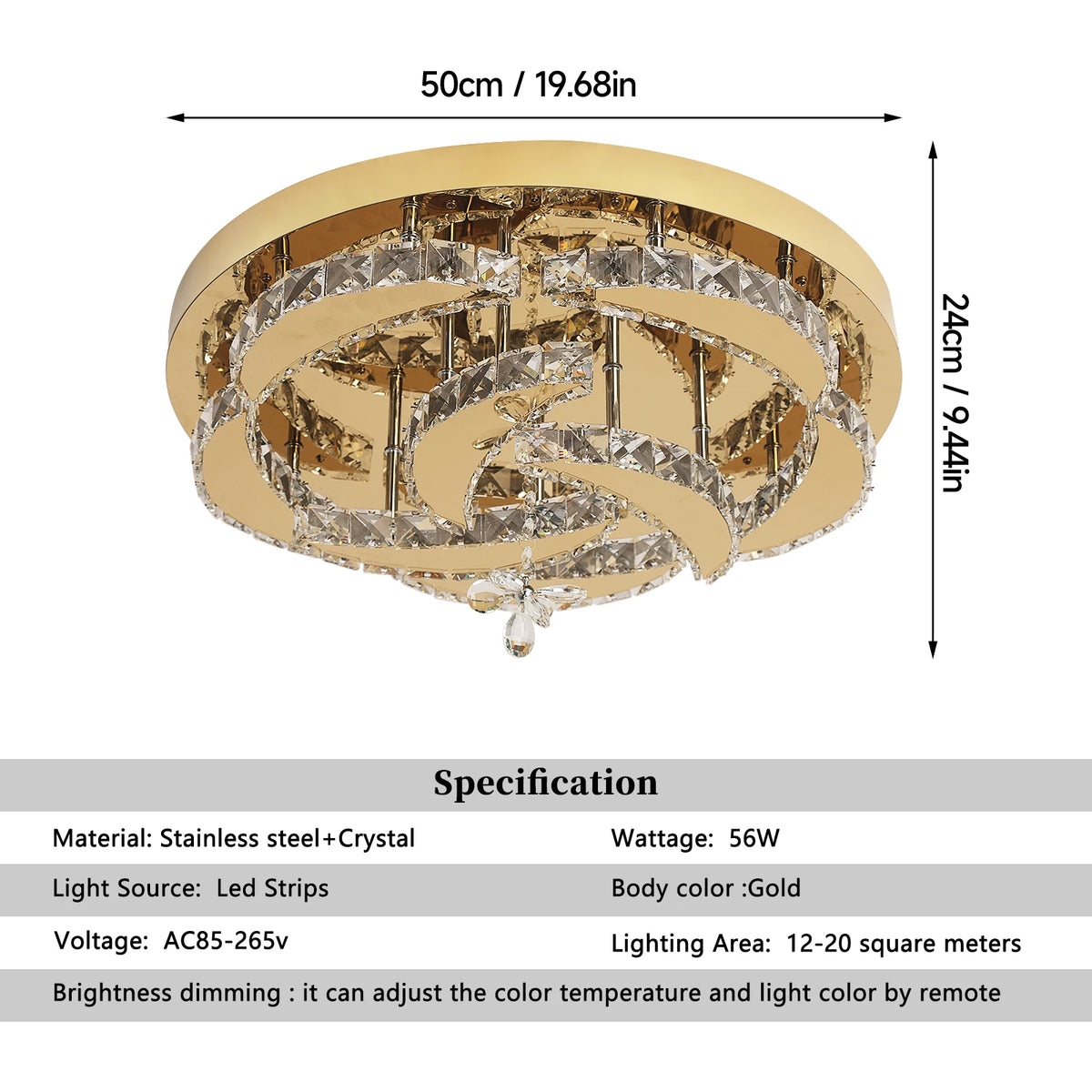 GreeLustr Modern Crystal Led Ceiling Chandelier Light Fixture