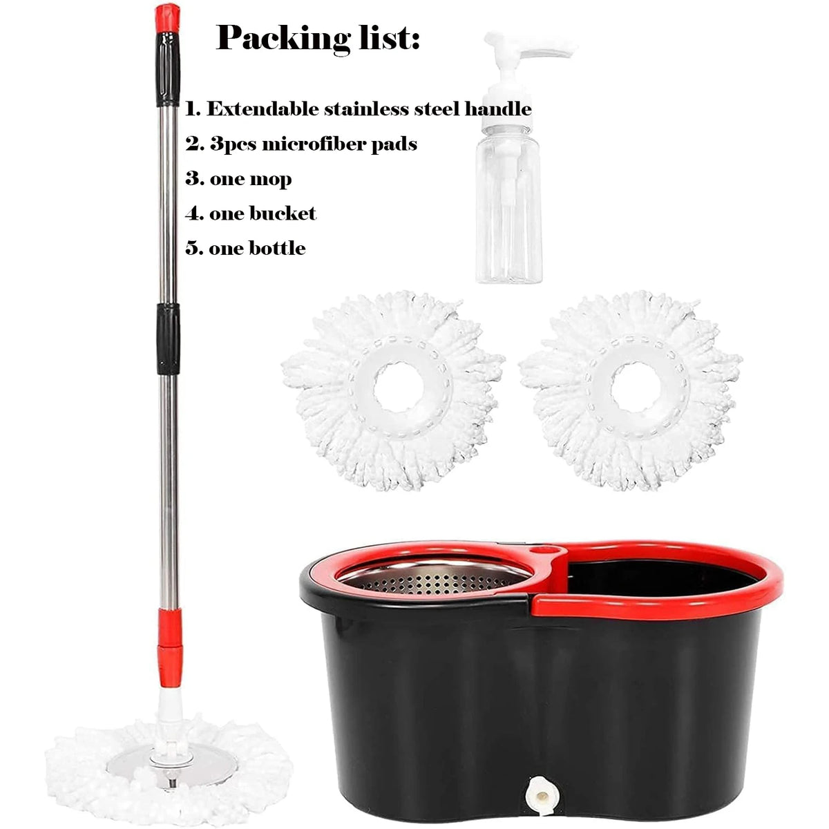 360 Spin Mop Bucket Set With Three Microfiber Cleaning Heads