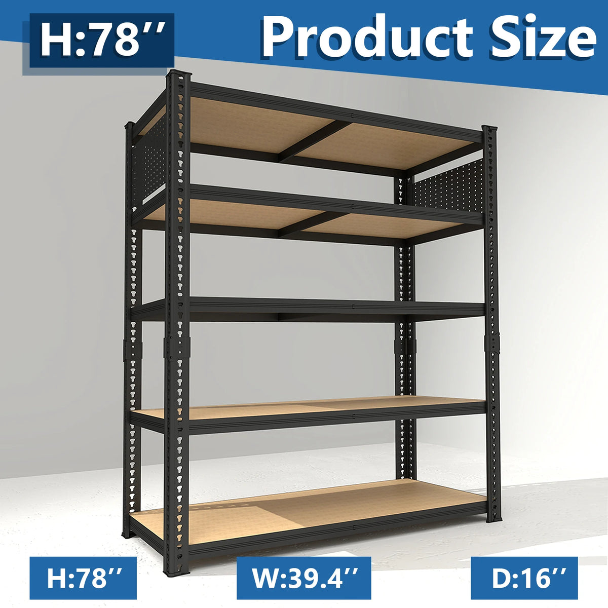 SarenzoOn Adjustable Heavy Duty Metal Shelving Unit With Pegboard Panel