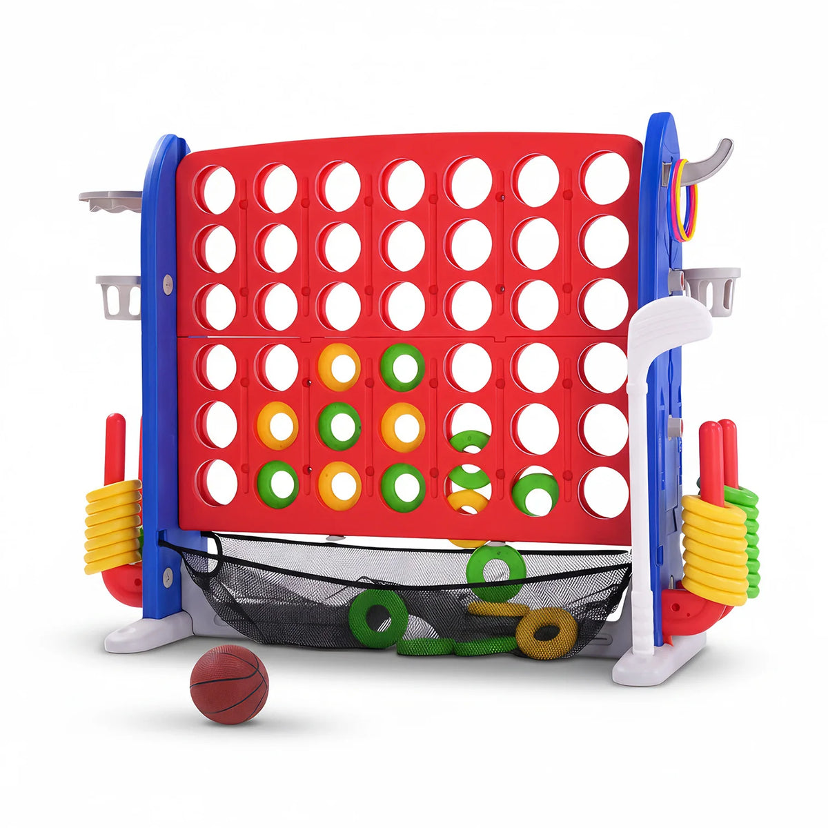 Giant Four In A Row Basketball And Ring Toss Yard Game