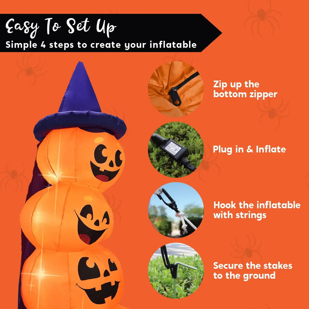 Joyfy Halloween Inflatable Stacked Pumpkins Led Outdoor Indoor Decor