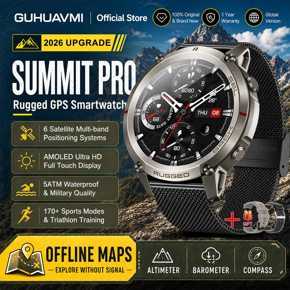 Professional GPS Smart Watch With Offline Maps And Sports Tracking
