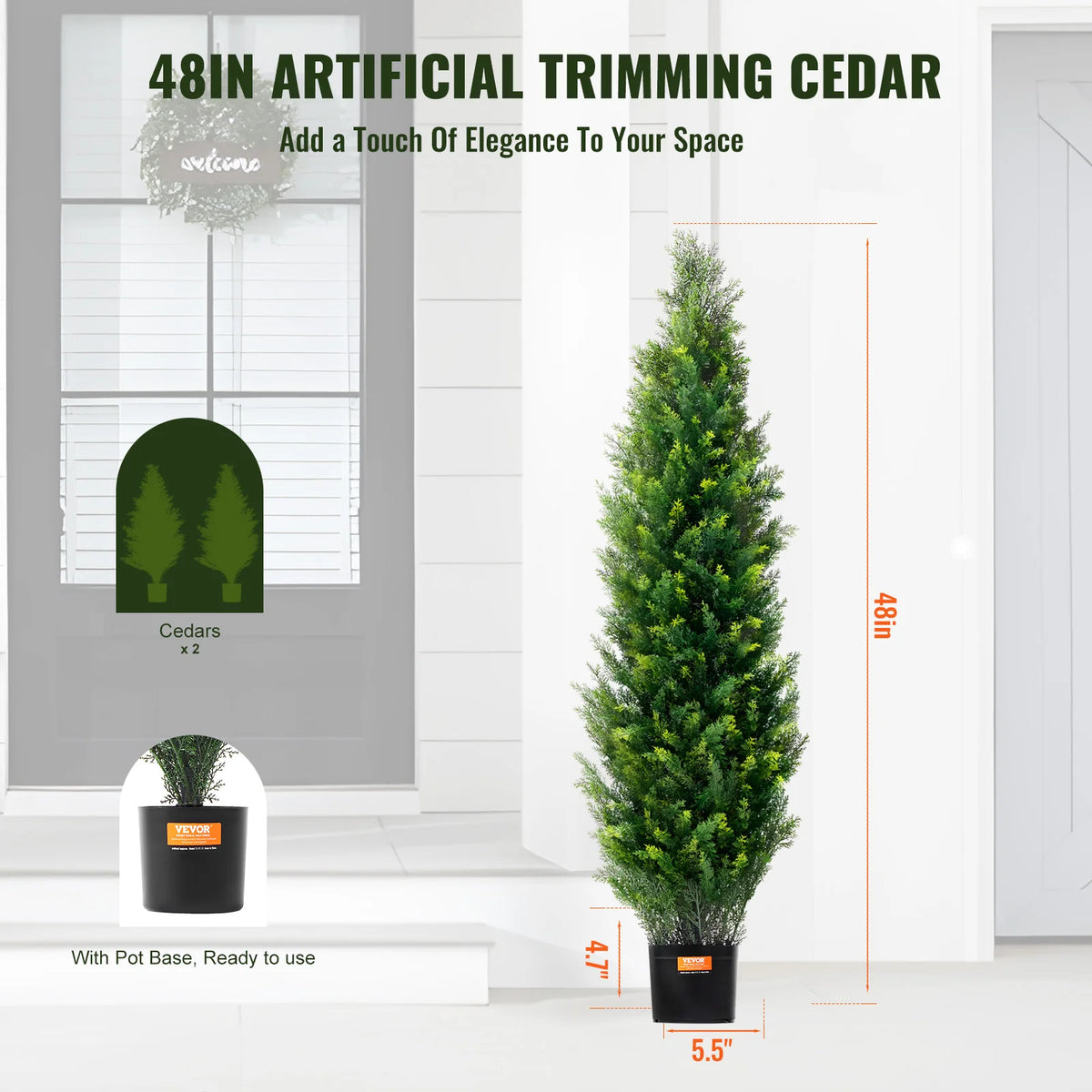 SucceBuy Artificial Cedar Topiary Tree Evergreen Outdoor Home Decor