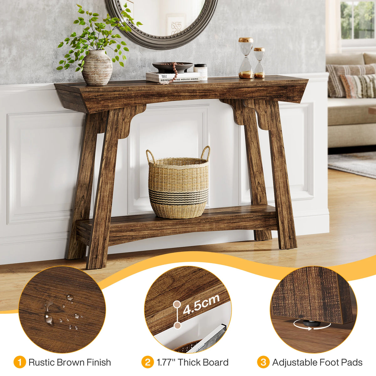 Tribesigns Farmhouse Two Tier Entryway Console Table With Storage Shelf