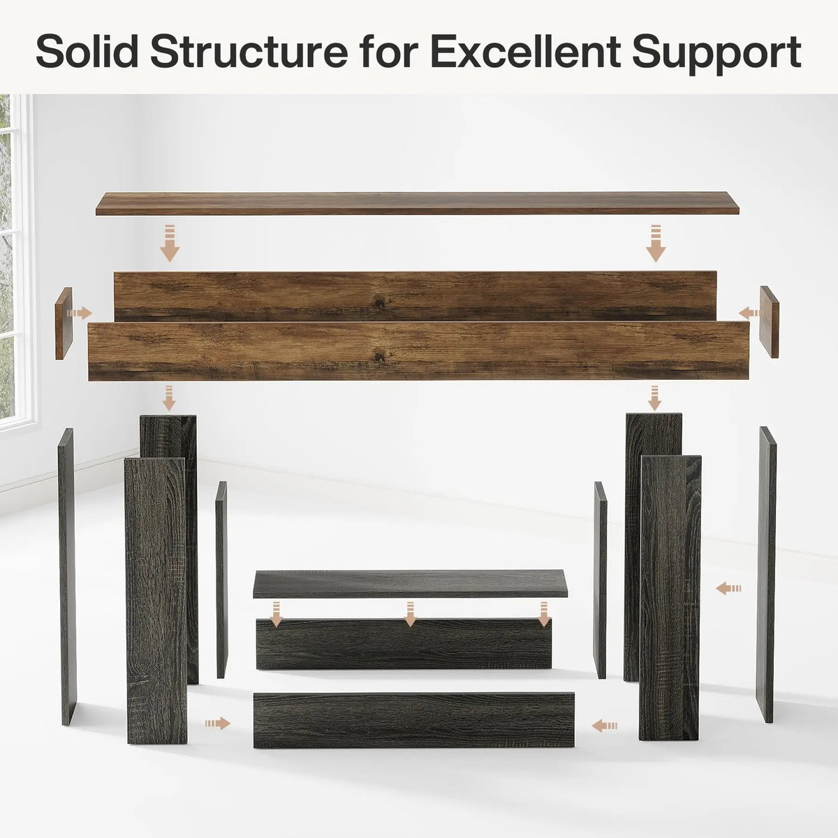 Tribesigns Farmhouse Two Tier Console Table With U Shaped Base