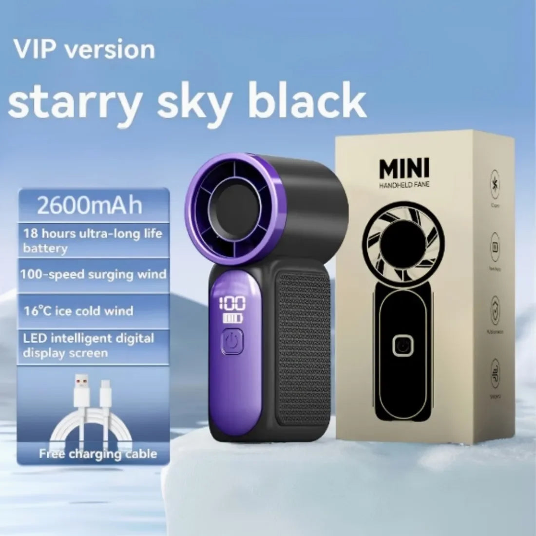 Portable USB Rechargeable Turbo Handheld Fan For Outdoor Cooling