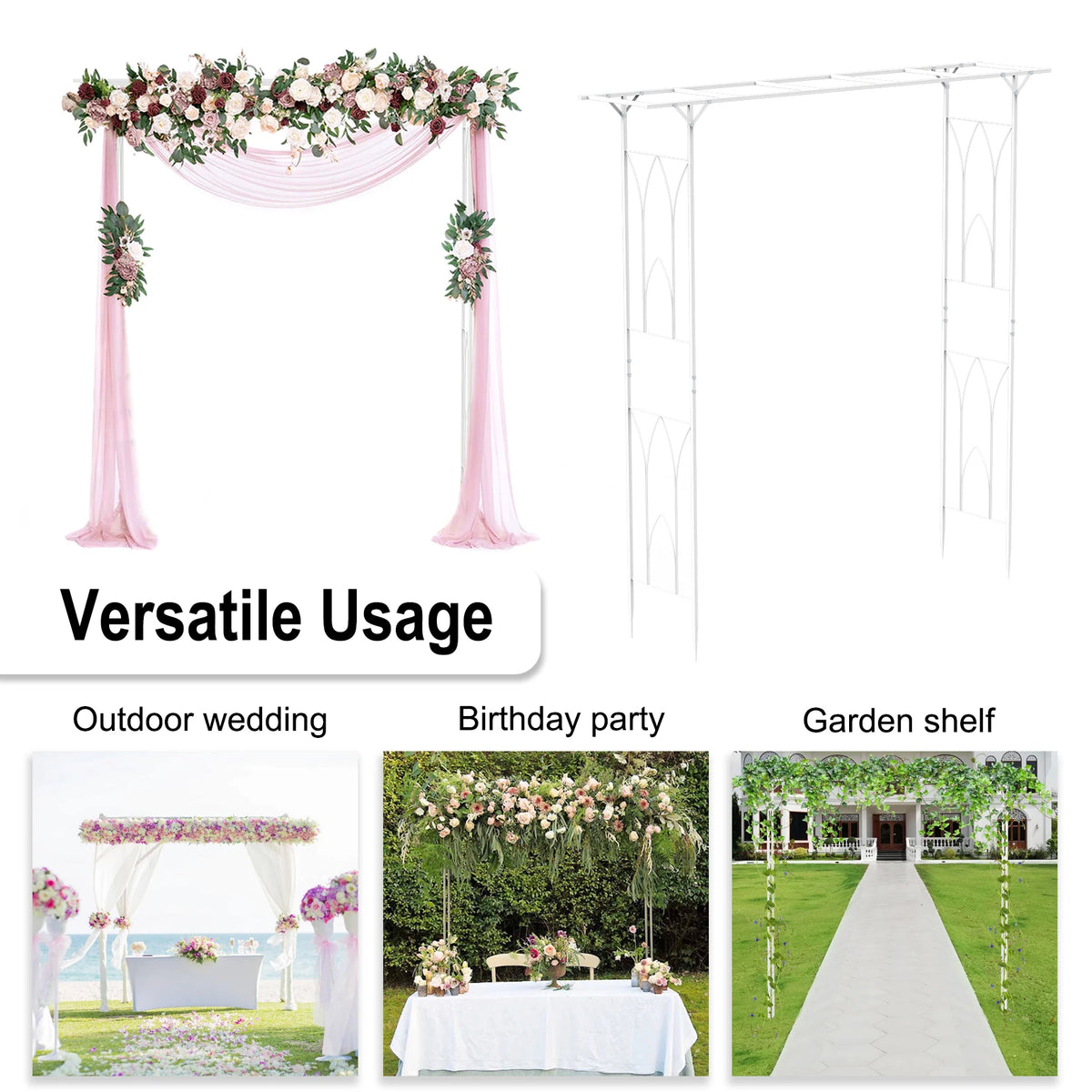 Metal Garden Arch Arbor For Weddings And Outdoor Climbing Plants
