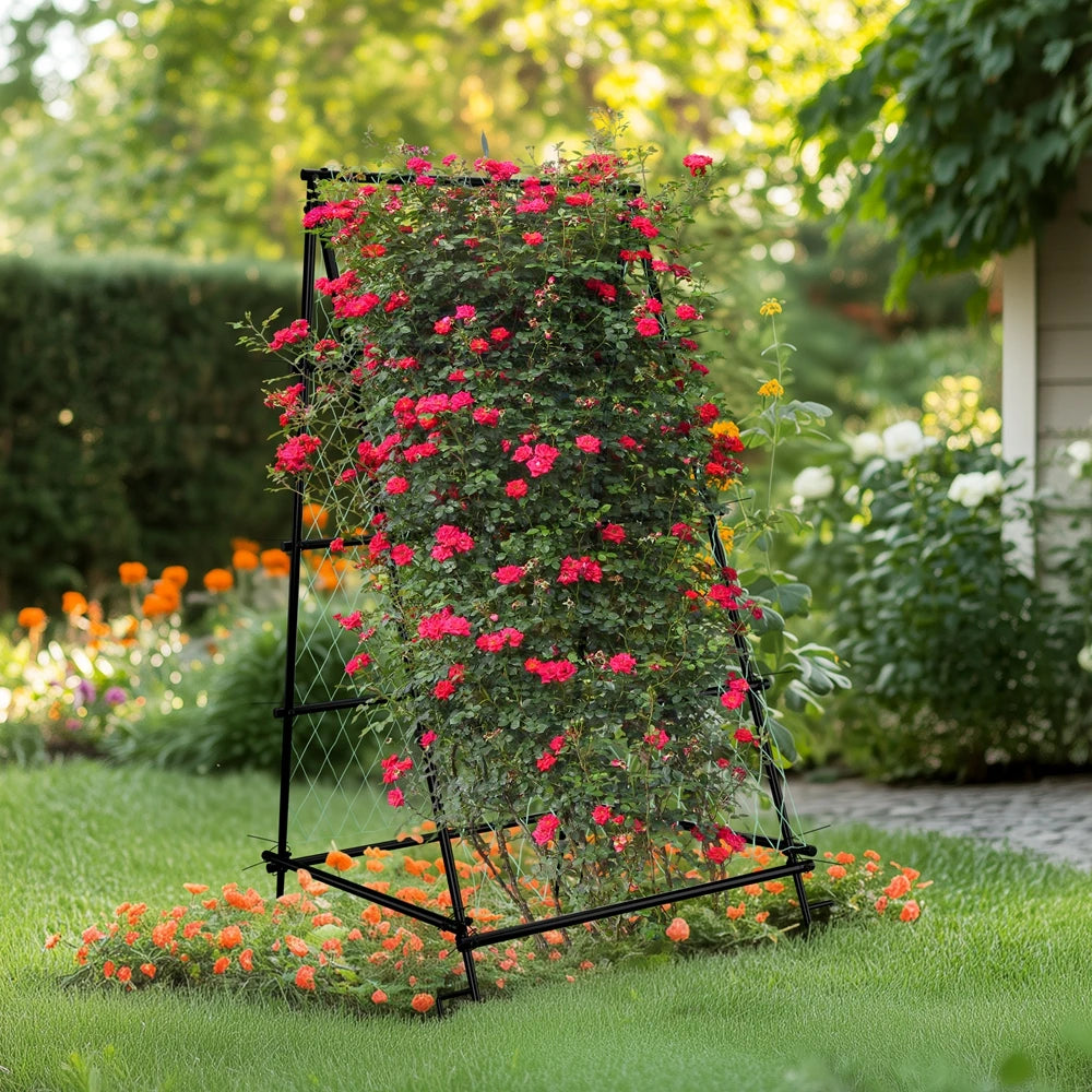 Wisfor Metal Garden Trellis Arch With Climbing Plant Netting Support