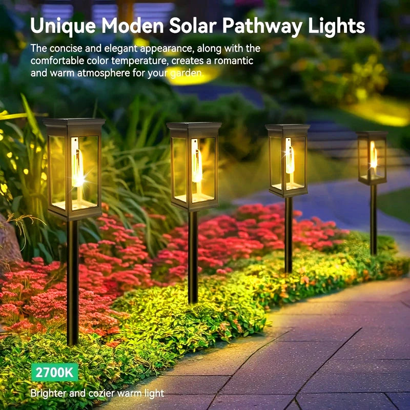 FAMCDC LED Solar Pathway Lights For Outdoor Garden Landscaping