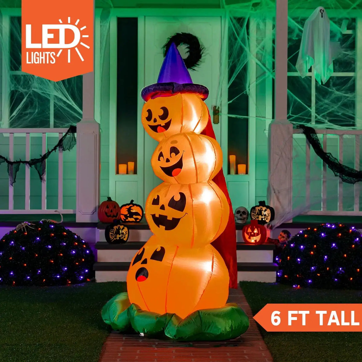 Joyfy Halloween Inflatable Stacked Pumpkins Led Outdoor Indoor Decor