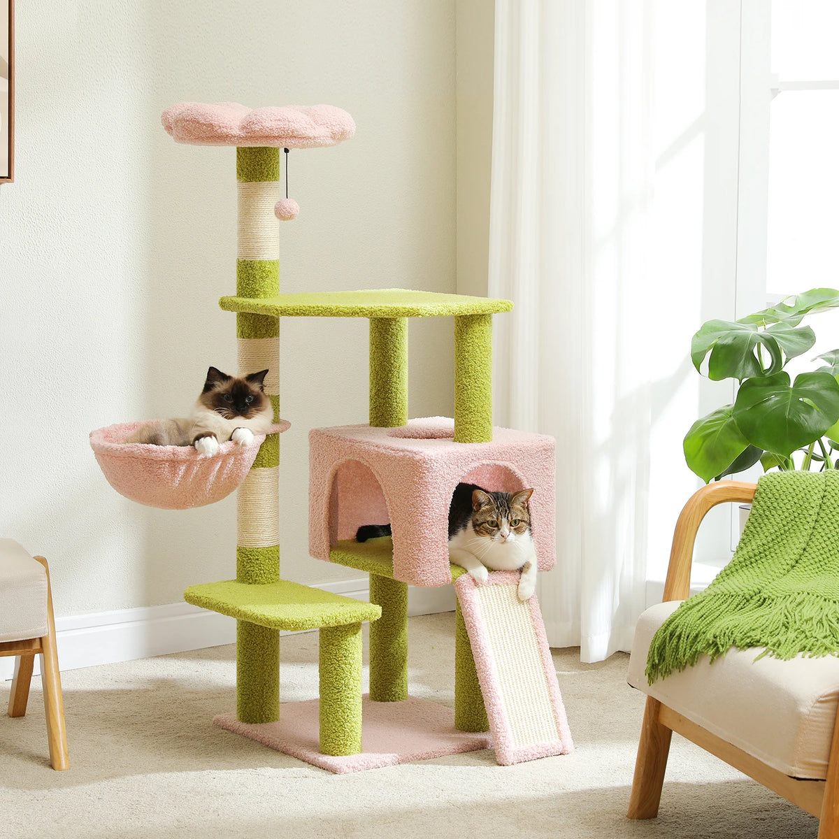 PAWZ Road Flower Cat Tree Featuring Sisal Posts And Perch