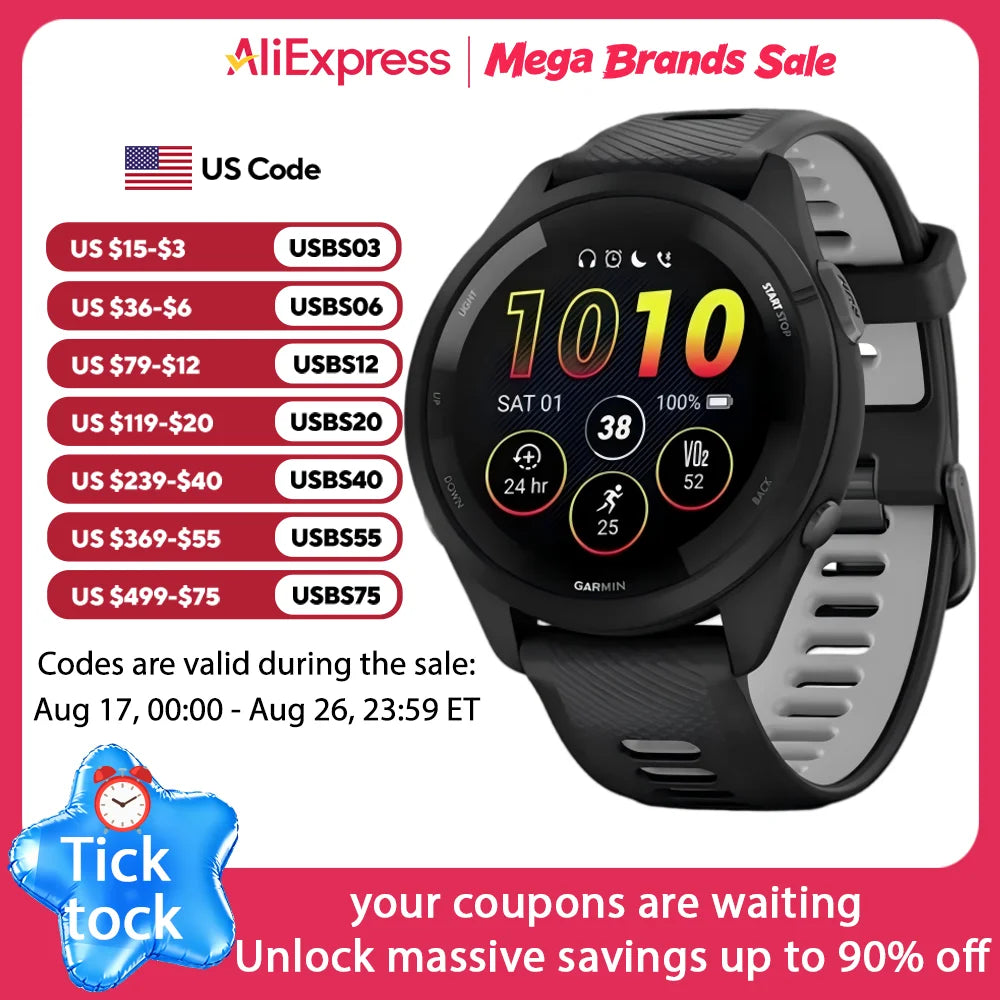 Garmin Forerunner 265 Smartwatch Featuring Multiband Navigation Health Tracker