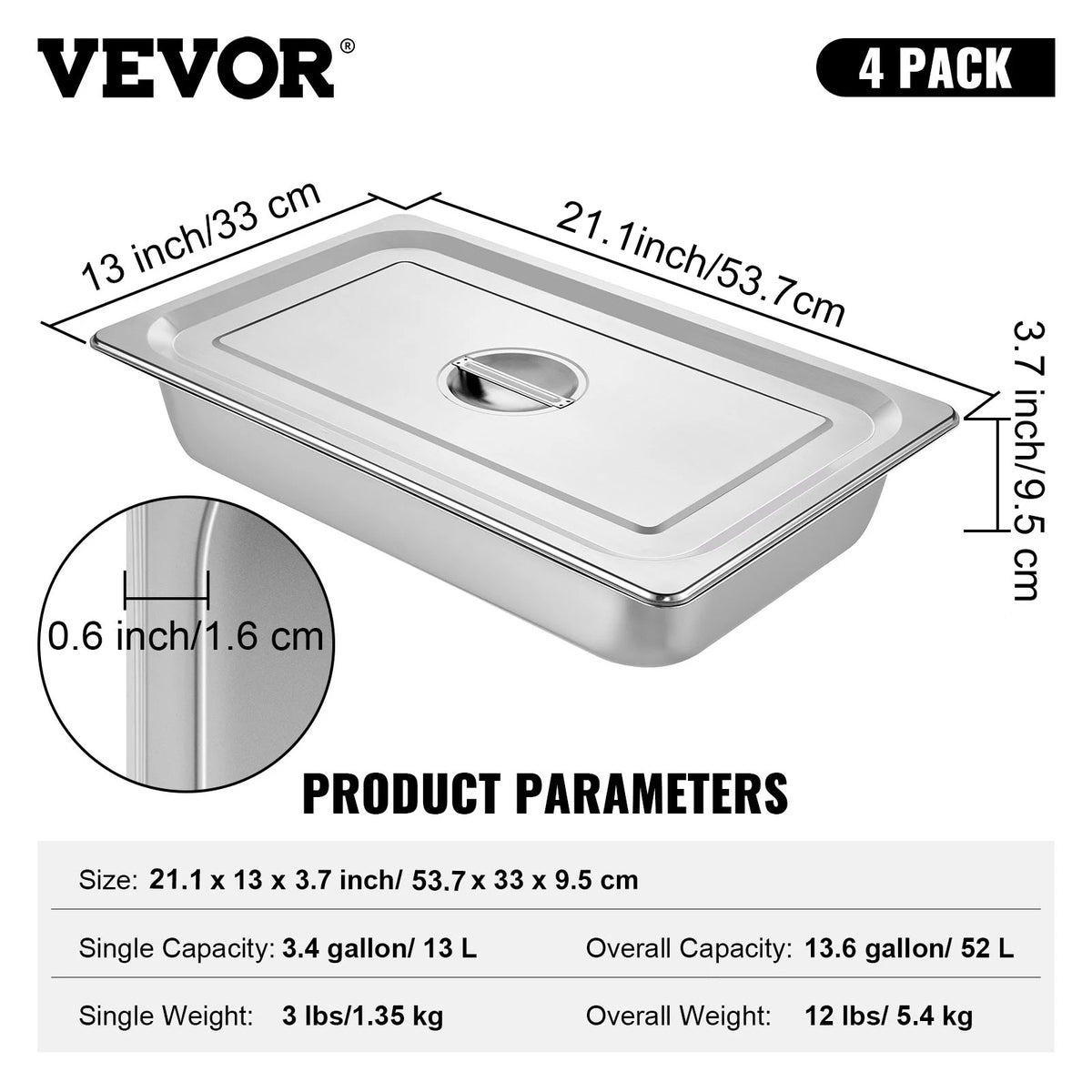 SucceBuy Stainless Steel Buffet Chafing Dish Steam Table Pan